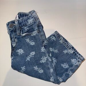 Toddler Girls Floral Print Wide Leg Jeans